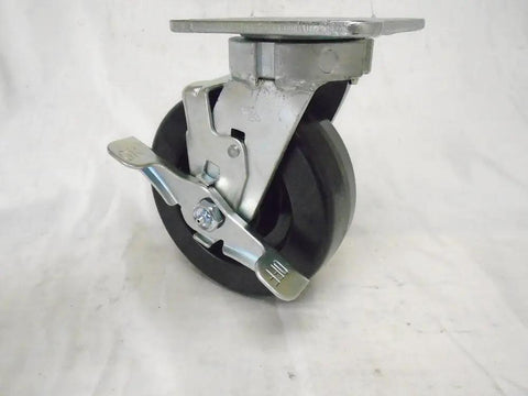 Heavy Duty 6 Inch Phenolic Caster Wheels Kingpinless Swivel With Brake Rigid Set view showcasing locking brake and wheel detail