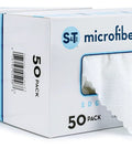 Microfiber cleaning cloths in white, S&T box set, two 50-pack boxes, 11.8 x 11.8 in