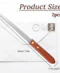 Two Pack Letter Openers With Wood Handle And Stainless Steel Blades For Grab And Go Envelope Slitters on envelope.