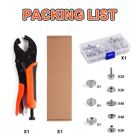Beefy Heavy Duty Snap Fastener Tool Set With Adjustable Punch And Setter Includes 40 Snap Sets 15mm Stainless For Marine Repair