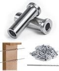 150 Pack One Eighth Inch Cable Railing Protector Sleeves T316 Stainless Steel For Wood Posts, drill, assembly view