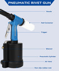 Heavy Duty Pneumatic Rivet Gun With 4000 LBF Pulling Power, A Real Workhorse For Fast Riveting, Quick Install Riveter set side view
