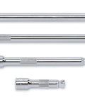 4 Piece Three Eighths Inch Drive Wobble Extension Set With Three Inch, Six Inch, Ten Inch, And Twelve Inch Lengths, Ball Detent Retention