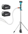 Cordless Stick Water Transfer Pump With Tripod Stand Hands Free, Portable Electric Sump Pump 720 GPH, Dual 4.0Ah Batteries
