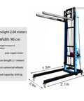 Hella Sturdy Motorized Portable Material Lift For Jobsites Rock Solid Steel Brick Elevator showcasing dimensions and specifications.