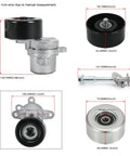 Nissan 3 5L V6 Serpentine Drive Belt Tensioner Kit With Pulley For Altima 2007 2012 Maxima 2009 2015 Murano 2009 2014 Replacement 39155 36356 36357 K070669 DIY Friendly, parts dimensions