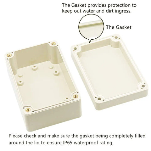 Open IP65 Waterproof ABS Junction Box Dustproof Electrical Enclosure Gray 3.9 By 2.7 By 2 Inches showing gasket detail