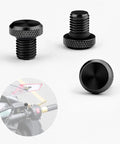 3 Pack Universal Motorcycle Mirror Hole Plugs M10 Thread Tough As Nails Aluminum Handlebar End Caps For Custom Biker Rides And Dope Custom Looks In Matte Black, showing three caps with textured edges.
