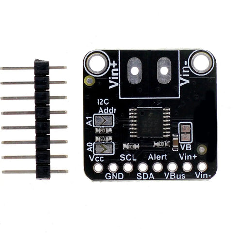 Top Tier Dc Power Sensor Module For High Or Low Side Voltage And Current Monitoring Detection Board With No Sweat I2c Output And Legit Pinpoint Shunt Resistor Tracking Up To 36v 15a, front view with I2C connectors.