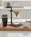 Adjustable Pour Over Coffee Stand Built From Premium Wood And Rock Solid Alloy Fits Travel Mugs Carafes Hassle Free Dripper Holder for clean morning brewing setup.