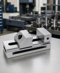 Precision Swivel Vise For Milling And Grinding, sturdy alloy steel tool on a workshop table, ideal for precise machining.