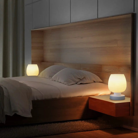 Set Of 2 Small Modern Touch Control Table Lamps For Bedroom And Living Room, 3 Way Dimmable Bedside Desk Lamps With White Opal Glass Shade