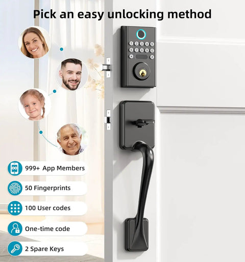 Secure Your Spot Fast With This Smooth Operator Smart Wifi Deadbolt with fingerprint access and handle on door.