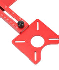 Rock Solid Heavy Duty 4 In 1 Aluminum Router Jig Kit With Quick Assembly Backer Bracket showing red alignment guide and measurement scales.