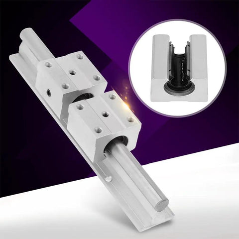 Rock Solid SBR12 Linear Guide Rail Kit 200mm Set with 4 SBR12UU sliding blocks and 2 rails for CNC lathes and DIY projects