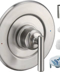 Gibson Posi Temp Valve Trim Kit Brushed Nickel With Metal Construction And Easy Adjust Lever And Red Blue Temperature Indicator
