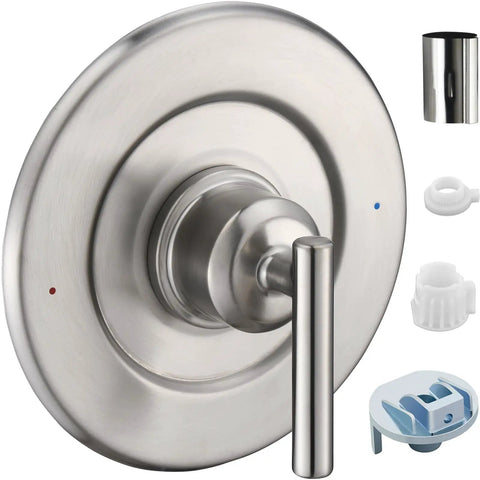 Gibson Posi Temp Valve Trim Kit Brushed Nickel With Metal Construction And Easy Adjust Lever And Red Blue Temperature Indicator