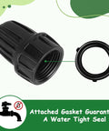 Six Pack 3/4 Inch Female Pipe Thread To 1/2 Inch Drip Tubing Adapter Swivel Garden Hose Connector For 1/2 Inch Drip Line Fits Standard 3/4 Inch Hoses And Faucets, black plastic gasket detail