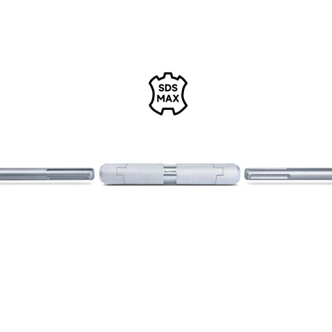 Beefy Sds Max To Sds Max Connector Adapter Rock Solid Conversion Coupling for Rotary Hammer Drills, steel material, top view.
