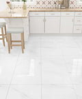 Kitchen with Marble White Peel And Stick Floor Tiles 12x12 In Self Adhesive Vinyl Waterproof Flooring For Kitchen Bathroom Bedroom Living Room 10 Tiles Per Box Easy Install No Grout Required