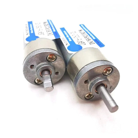 Heavy Duty 6V DC Gear Motor 47RPM Low Speed Reduction Box with metal casing and shafts for DC applications.