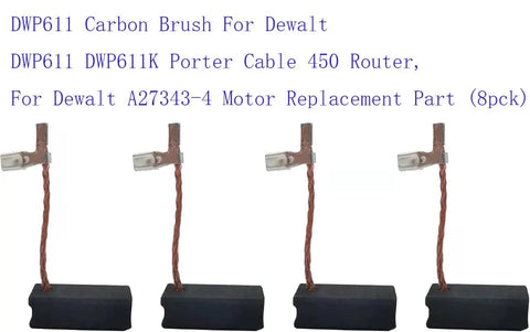 8 Pack Carbon Brush Replacement Kit For DWP611 Router DWP611K Type 1 Compatible, Keeps Your Motor Running Smoothly And Fixes Intermittent Performance For Your Advanced Compact Router. carbon brush set for router, black graphite blocks with copper leads