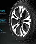 Close-up of solid rubber tire on Warrior 8.5 Inch All Terrain Off Road Scooter With Bluetooth Speakers and LED Lights Self Balancing