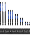 Pro Grade 13Piece ECX Bit Set FPH2 With Phillips Pozidriv Slotted Bits For Impact Drivers S2 Steel Laser Size Markings
