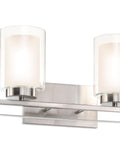 Lit 4 Light Vanity Light With Dual Glass Shades In Brushed Nickel Hardwired Wall Mount Indoor Modern Bath And Kitchen Fixture