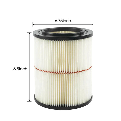 Replacement Filter For Craftsman 17816 Wet Dry Vacuum, Fits 9-17816 with dimensions 8.5x6.75 inches, side view