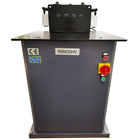 Heavy Duty Electric Ring Roll Bender For Steel Fabrication, 220V 1.1kW Motor controls and panel view from the front.