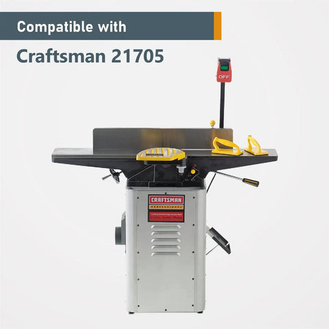 Craftsman 21705 jointer machine with flat surface and safety features for woodworking projects.