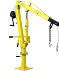 Heavy Duty Hydraulic Engine Hoist With Foldable Cherry Picker Frame, 2000 Lb Capacity, yellow crane with telescoping boom.