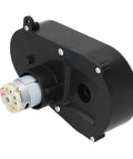 Low Noise 6600RPM Steering Gearbox Replacement For Kids Electric Cars, black gearbox with motor exposed at end, Power Wheels Type A