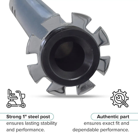Close-up of Upper Seat Post With Pin 1 Inch Diameter Replacement Part For Elite Traveller Standard LR Plus Plus HD Ultra X.