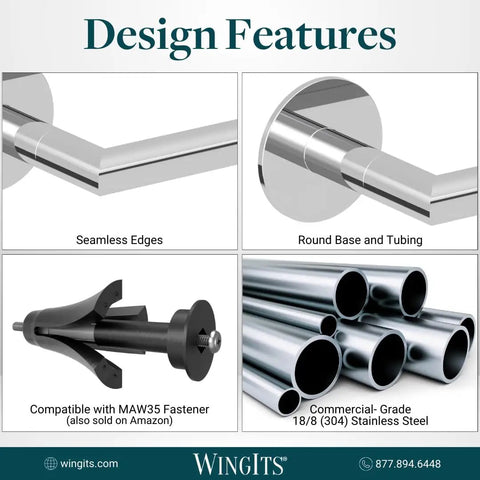 Infinite Elegance Horizontal And Vertical Toilet Paper Holder In Polished Stainless Steel Chrome Finish, Premium 304 Stainless