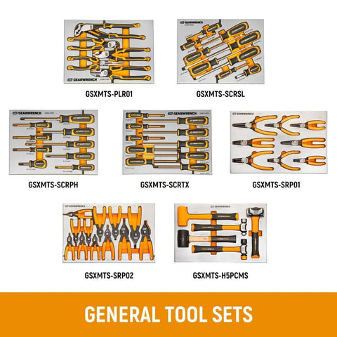 Megamod 1858 Piece Mechanics Tool Set With Premium Modular Foam Trays showing assorted tools in foam trays for DIY projects