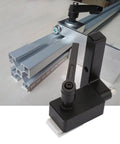 Heavy Duty Woodwork T Slot Miter Chute Limiter With Quick Handle For Standard TTrack DIY Manual Tool Compact Mini Portable Workhorse Gear mounted on aluminum track.
