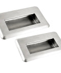 Slick Stainless Steel Hidden Recessed Pull Handles For Doors Drawers Cabinets And Sliding Doors Square Flush Concealed Hardware Two Pack XL size.