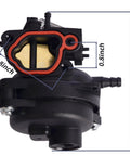 Side view of a Carburetor Kit With Air Filter Assembly For Riding Lawn Mower Engines showing dimensions and replacement parts.