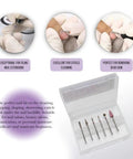 Six-Piece Dry Manicure Drill Bit Set For Home And Salon Use, Gentle On Sensitive Skin, Includes Varied Sizes And Shapes