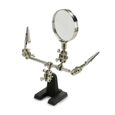 Adjustable Soldering Helping Hand With Pro Grade Magnifying Glass Third Hand Solder Aid Wire Station Stand With Dual Alligator Clips And Heavy Base