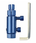 DIY Ready Broken Pipe And Valve Thread Extractor Kit For One Quarter, Three Eighths, And One Inch Pipes With Damaged Screw And Bolt Removal Easy Out Set in blue with L-shaped hex key.