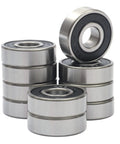 6201-8-2RS rubber-sealed ball bearings, steel, 1/2in bore x 32mm x 10mm; set.