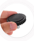 Heavy Duty M8 Screw On Rubber Furniture Levelers Four Pack With Solid Floor Grip Anti Slip Glides For Tables Cabinets And Chairs No Sweat DIY Install For Big Time Protection showing a close-up of a rubber leveler with screw.