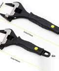 Extra Slim Eight Inch Adjustable Wrench With Three Sixteenth Inch Jaws Forty Percent Slimmer Than Standard Black Alloy Steel