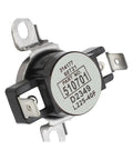Dryer High Limit Thermostat D510701 L225-40F For Heavy Duty Dryers, Precise Thermal Cutoff To Prevent Overheating, Accurate Temperature Regulation For Heavy Duty Drying Cycles, Safe Reliable Thermal Protection, black ceramic thermostat with metal terminals