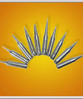 Multiple soldering iron tips for 4 In 1 Digital Hot Air Rework And Soldering Station With 70W Soldering Iron on orange background