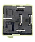 Close-up of Four Pack 12V DC 40A 5 Pin SPDT Automotive Relay for BMW E46 E90 E70 X5 Mini Cooper R56 Replacement, bottom view of pins.