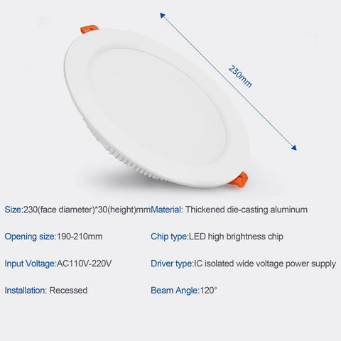 20 Pack LED Recessed Downlights For Ceiling Retrofit Featuring Cold White Illumination And Hassle Free Setup, 230mm aluminum design.